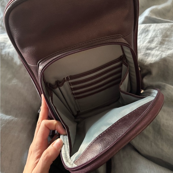 Osgoode Marley Small Organizer Leather Backpack in Mulberry - Picture 8 of 9